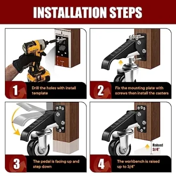 SPACECARE Heavy Duty Retractable Caster Kit for Workbenches