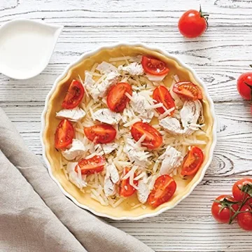 HIC Kitchen Round Quiche Dish, 10-Inch Fine Porcelain