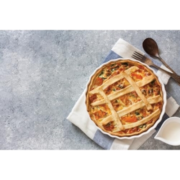 HIC Kitchen Round Quiche Dish, 10-Inch Fine Porcelain