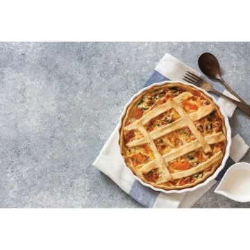 HIC Kitchen Round Quiche Dish, 10-Inch Fine Porcelain