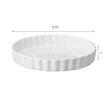 HIC Kitchen Round Quiche Dish, 10-Inch Fine Porcelain