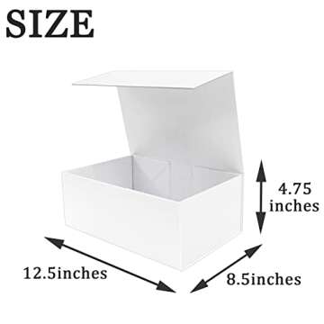AuroWish 3 Pack Large Gift Box for Present, 12.5 x 8.5 x 4.75 Inches, White Gift Box with Magnetic L...