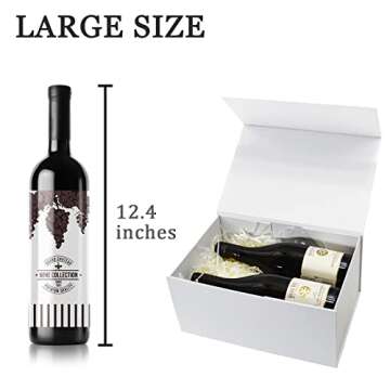 AuroWish 3 Pack Large Gift Box for Present, 12.5 x 8.5 x 4.75 Inches, White Gift Box with Magnetic Lid, Collapsible Gift Box with Ribbons, Gift boxes with Lids for Christmas, Bridesmaid Proposal, Wedding, Birthday