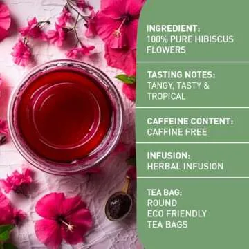 HANDPICK, Hibiscus Tea Bags (100 Tea Bags), 2g/Tea Bag | Caffeine-Free, 100% Natural Pure Indian Hibiscus Flowers | Rich in Antioxidants & Support Overall Health | Ayurvedic Benefits in every sip