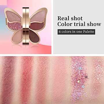 Erinde Butterfly Eyeshadow Palette Makeup, Matte Shimmer Metallic Eye Makeup, Highly Pigmented, Naturing-Looking, Blendable Long Lasting Waterproof Eye Shadow Palette, Valentine's Day Gifts Presents
