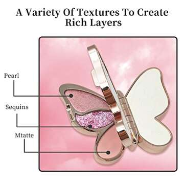 Erinde Butterfly Eyeshadow Palette Makeup, Matte Shimmer Metallic Eye Makeup, Highly Pigmented, Naturing-Looking, Blendable Long Lasting Waterproof Eye Shadow Palette, Valentine's Day Gifts Presents