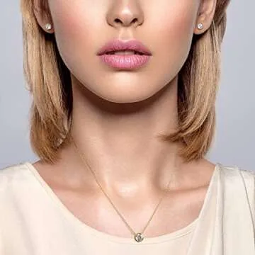 DIAMONLITE 1 Ct Round Cubic Zirconia Gold Plated 925 Sterling Silver Bezel Set Necklace for Women - 18" + 2"