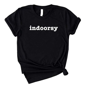 FANNOO Womens Funny Saying Letter Print Indoorsy T Shirt-Teen Girls Casual Cotton Short Sleeve Graph...