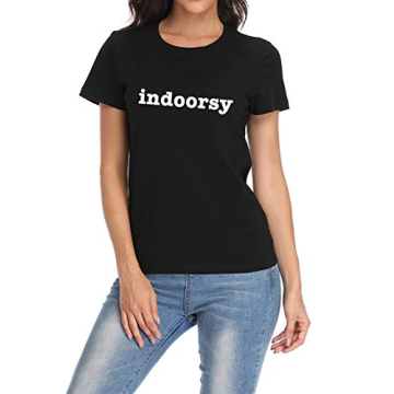 FANNOO Funny Saying Indoorsy T-Shirt for Women