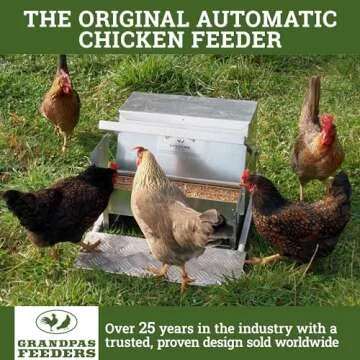 Grandpa's Feeders Automatic Chicken Feeder - Sturdy Galvanized Steel Poultry Feeders - No Spill with...