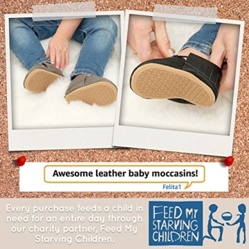 BirdRock Baby Hard Sole Moccasins - Genuine Leather Shoes for Boys and Girls (Light Pink, 6.5)