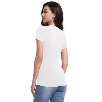 Foucome Women's Maternity T Shirts Short Sleeve Side Ruched Pregnancy Tops Crew Neck Clothes, White, L