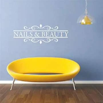 Nails & Beauty Hair Beauty Salon Wall Sticker Polish Bar Window Wall Sticker Vinyl Art Removable Poster Mural Decor LY1259 (White)