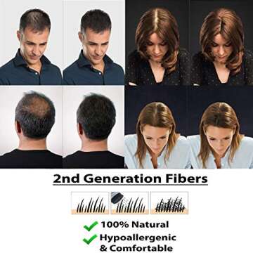 Hair Fibers for Thinning Hair - 100% Undetectable Natural keratin Formula - Instantly Thickens for M...