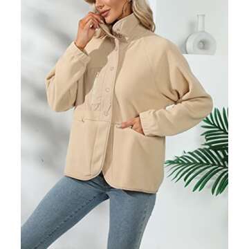 REVETRO Womens Winter 2023 Long Sleeve Fuzzy Fleece Button Down Plus Size Jacket Coats Outwear with ...