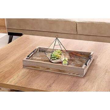 Large Ottoman Tray with Handles - 16.5"x12" - Coffee Table Tray - Rustic Tray for Ottoman - Wooden Trays for Coffee Table - Wooden Serving Trays for Ottomans - Ottoman Trays