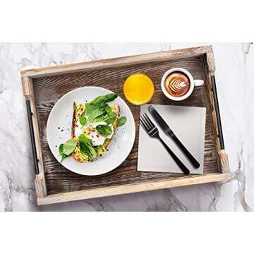 Large Ottoman Tray with Handles - 16.5"x12" - Coffee Table Tray - Rustic Tray for Ottoman - Wooden Trays for Coffee Table - Wooden Serving Trays for Ottomans - Ottoman Trays