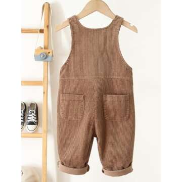 Happy Cherry Baby Boy Girl Corduroy Bib Overalls Cotton Trousers Jumpsuit Cute Suspender Overalls 18-24M