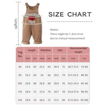 Happy Cherry Baby Boy Girl Corduroy Bib Overalls Cotton Trousers Jumpsuit Cute Suspender Overalls 18-24M