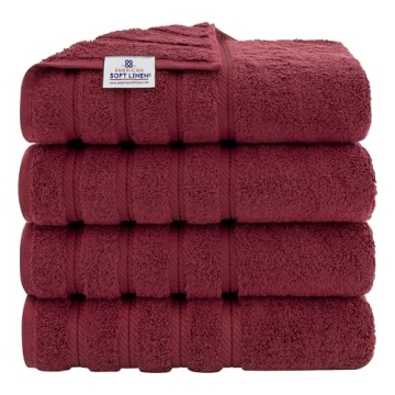 American Soft Linen Luxury 4 Piece Bath Towel Set, 100% Cotton Turkish Bath Towels for Bathroom 27x5...