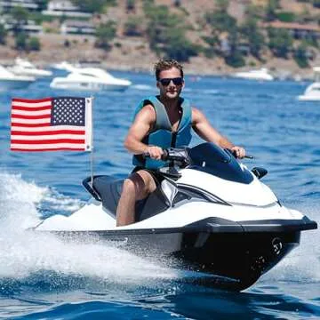 HOOSUN American Flag 12.5" x 18" Small American Flag For Boats,4th Of July Decorations Outdoor,Patriotic Flag With Embroidered Stars,Small USA Flag,Mini Flag Patriotic Decorations For Outside Bike Car