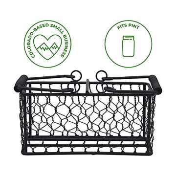 Mason Jar Caddy for 2 Pint Jars in Rustic Chicken Wire