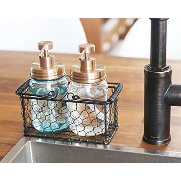 Mason Jar Caddy for 2 Pint Jars in Rustic Chicken Wire