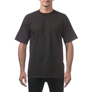 Pro Club Men's 6-Pack Heavyweight Cotton Short Sleeve Crew Neck T-Shirt, Black, 4X-Large