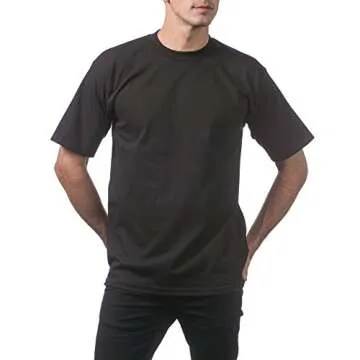 Pro Club Men's 6-Pack Heavyweight Cotton Short Sleeve Crew Neck T-Shirt, Black, 4X-Large