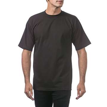 Pro Club Men's 6-Pack Heavyweight Cotton Short Sleeve Crew Neck T-Shirt, Black, 4X-Large