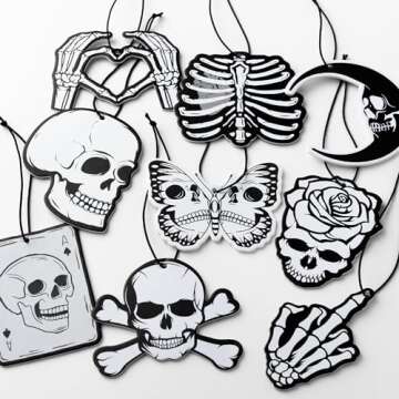 9 Pcs Skull Car Air Fresheners Horror Goth Punk Skeleton Crossbones Incense Chips Scented Diffuser R...