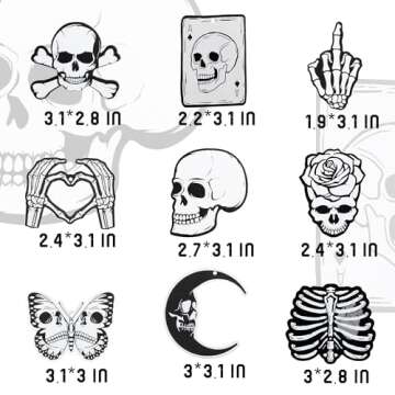 9 Pcs Skull Car Air Fresheners Horror Goth Punk Skeleton Crossbones Incense Chips Scented Diffuser Rearview Mirror Hanging Pendant Ornaments Cool Halloween Decor Automotive Interior Accessories Gifts