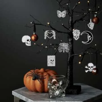 9 Pcs Skull Car Air Fresheners Horror Goth Punk Skeleton Crossbones Incense Chips Scented Diffuser Rearview Mirror Hanging Pendant Ornaments Cool Halloween Decor Automotive Interior Accessories Gifts