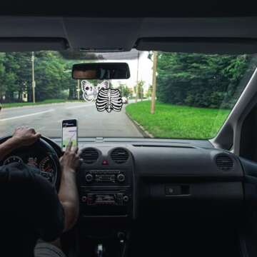 9 Pcs Skull Car Air Fresheners Horror Goth Punk Skeleton Crossbones Incense Chips Scented Diffuser Rearview Mirror Hanging Pendant Ornaments Cool Halloween Decor Automotive Interior Accessories Gifts