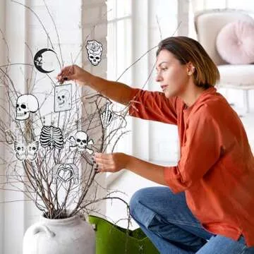 9 Pcs Skull Car Air Fresheners Horror Goth Punk Skeleton Crossbones Incense Chips Scented Diffuser Rearview Mirror Hanging Pendant Ornaments Cool Halloween Decor Automotive Interior Accessories Gifts