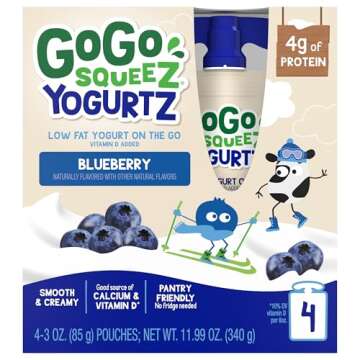 GoGo squeeZ yogurtZ Blueberry, 3 oz. (4 Pouches) - Kids Snacks Made from Real Yogurt Fruit - Pantry ...