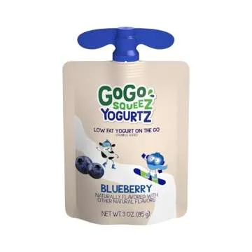 GoGo squeeZ yogurtZ Blueberry, 3 oz. (4 Pouches) - Kids Snacks Made from Real Yogurt Fruit - Pantry Friendly Snack, No Fridge Needed - No Preservatives - Kosher Certified - Gluten Free Snacks for Kids