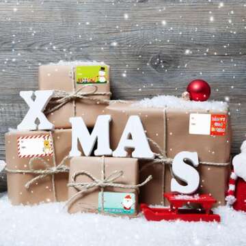 Outus 500 Pieces Christmas Tags Self Adhesive Gift Tags for Xmas Presents Christmas Name Tags Labels Stickers for Wrapping Paper Festival Birthday Holiday Decor(Classic Style,2.95 x 1.6 Inch)