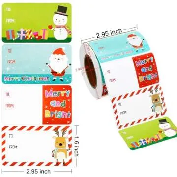 Colorful Outus 500 Self Adhesive Christmas Gift Tags