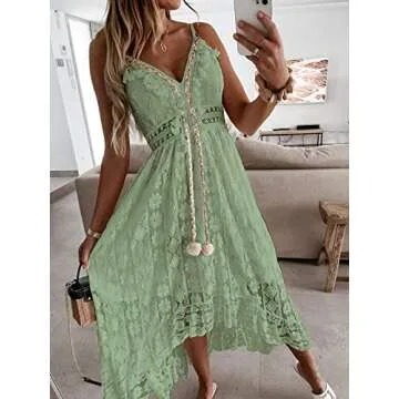 CUPSHE Women's Sleeveless Lace Maxi Dress - Perfect Beach Attire for 2025