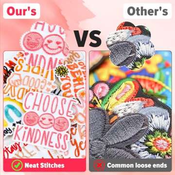 Positive Affirmations Iron On Patches for Women, Cute Embroidered Patch for Girls, 17 Pcs Boho Hippie Style Inspirational Words for Clothes/Hats/Backpacks/Jackets DIY Decoration