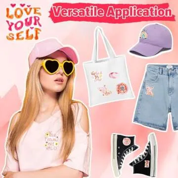 Positive Affirmations Iron On Patches for Women, Cute Embroidered Patch for Girls, 17 Pcs Boho Hippie Style Inspirational Words for Clothes/Hats/Backpacks/Jackets DIY Decoration