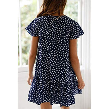 Imysty Polka Dot V Neck Button Down Dress for Women