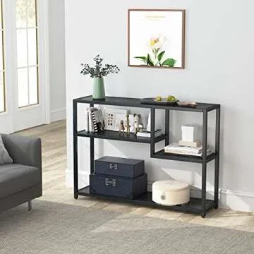 Tribesigns 43" Black Console Table with Storage Shelves