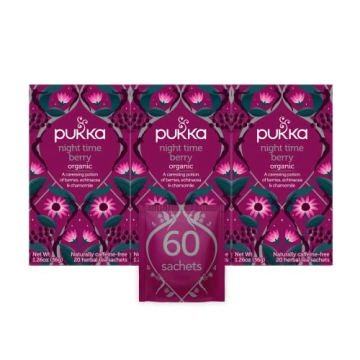 Pukka Organic Tea Bags, Night Time Berry Herbal Tea with Chamomile, Echinacea, and Elderberry, Perfe...