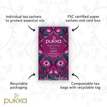 Pukka Night Time Berry Herbal Tea, Organic with Chamomile, 60 Bags