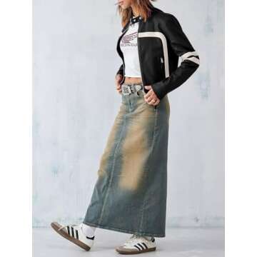 Saodimallsu Women’s Faux Leather Jackets Zip Up Stand Collar Cropped Motocross PU Coats