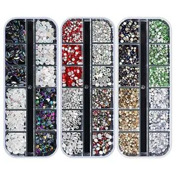 Artdone 12 boxes Nail Rhinestones,Nail Gems Nail Diamonds,Nail Art Studs Nail Crystals Nail Sequins for Nails Kit with 1 Tweezers and 3 Pen for Nail Art Supplies Accessories……