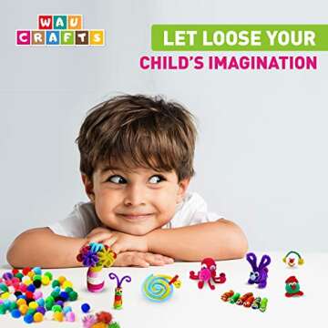 WAU Craft Pom Poms Balls - [400 pcs] 1 inch 300 Multicolored Pompoms with 100 Googly Eyes for Arts and DIY Projects