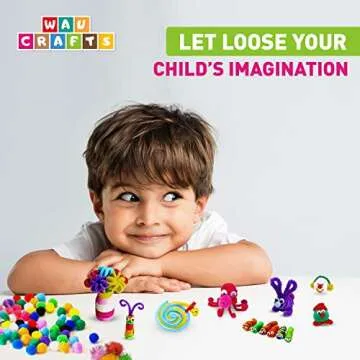 WAU Craft Pom Poms Balls - [400 pcs] 1 inch 300 Multicolored Pompoms with 100 Googly Eyes for Arts and DIY Projects